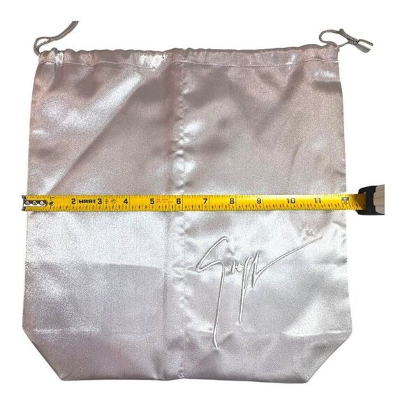 Set Of 2 Drawstring Storage Dust Bags Designer Logo Design Black & Silver Satin - Picture 4 of 7